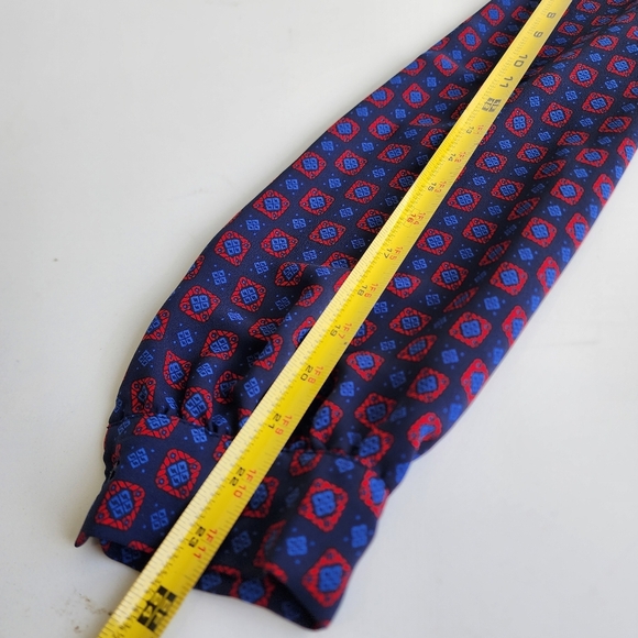 Gap Women's Navy Red Geo Ptint Long Sleeve V-Neck Blouse Keyhole Sz M - Picture 8 of 11